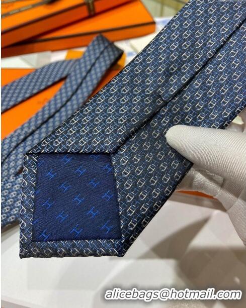 Buy Inexpensive Hermes 7 H au Maillon Silk Tie H92106 Blue 2023