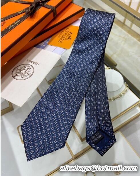 Buy Inexpensive Hermes 7 H au Maillon Silk Tie H92106 Blue 2023