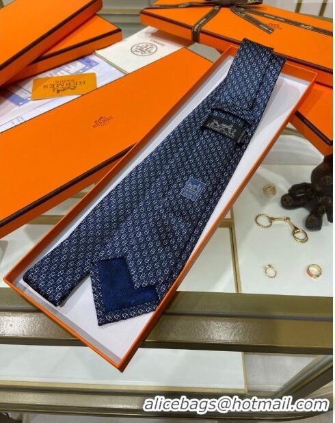 Buy Inexpensive Hermes 7 H au Maillon Silk Tie H92106 Blue 2023