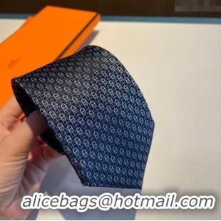 New Style Cheap Hermes Silk Tie H92109 Blue 2023 