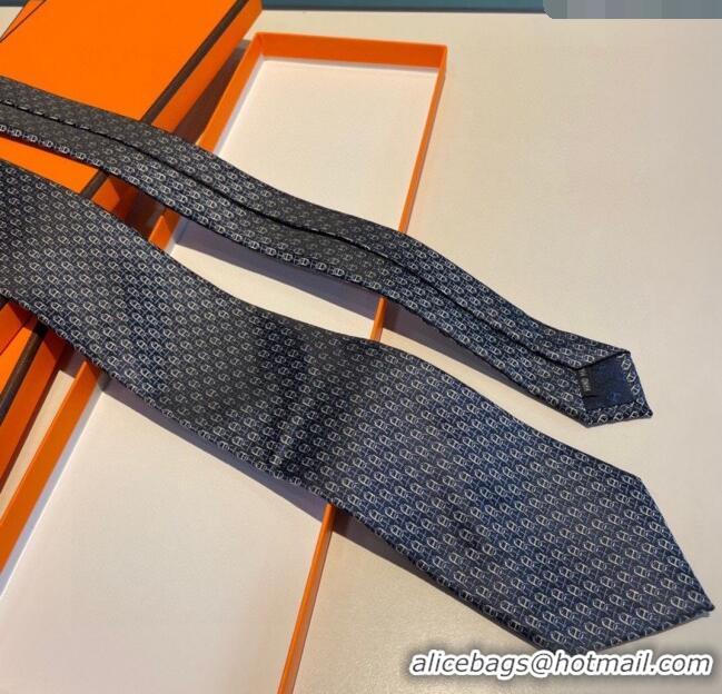 New Style Cheap Hermes Silk Tie H92109 Blue 2023 