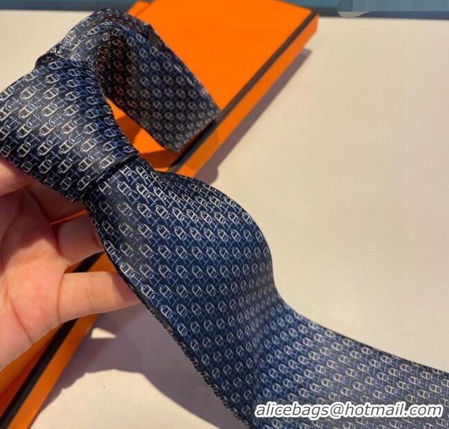 New Style Cheap Hermes Silk Tie H92109 Blue 2023 