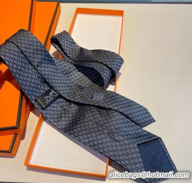 New Style Cheap Hermes Silk Tie H92109 Blue 2023 