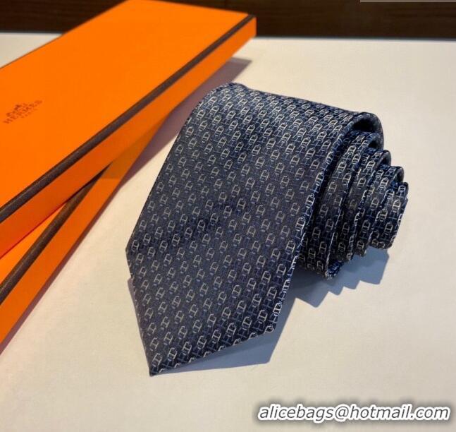 New Style Cheap Hermes Silk Tie H92109 Blue 2023 