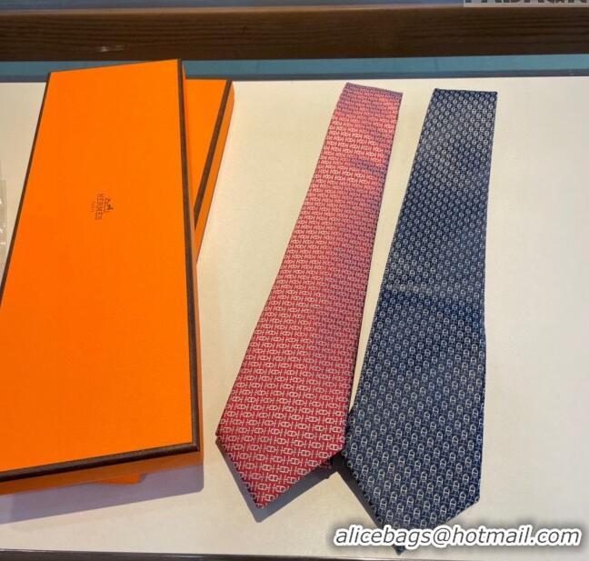 New Style Cheap Hermes Silk Tie H92109 Blue 2023 