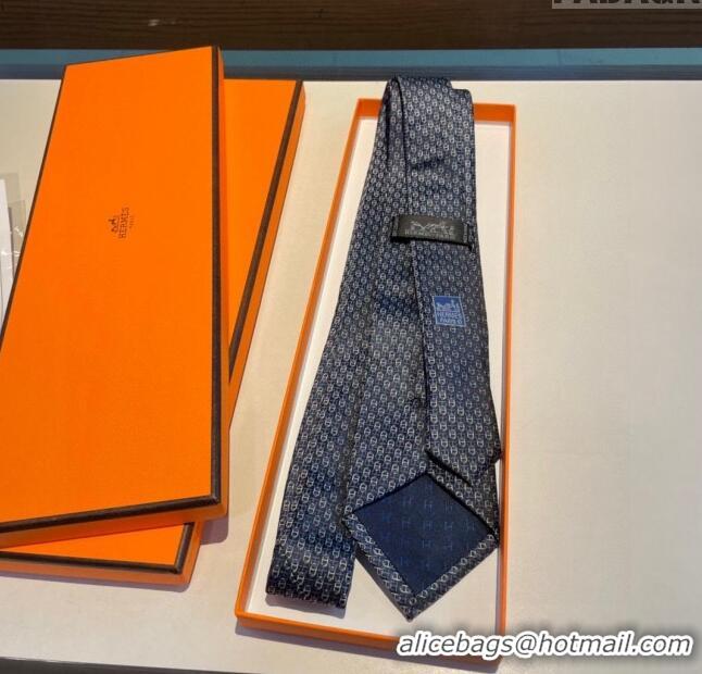 New Style Cheap Hermes Silk Tie H92109 Blue 2023 