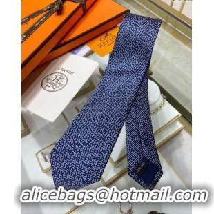 New Stylish Hermes H Silk Tie H92113 Blue 2023 