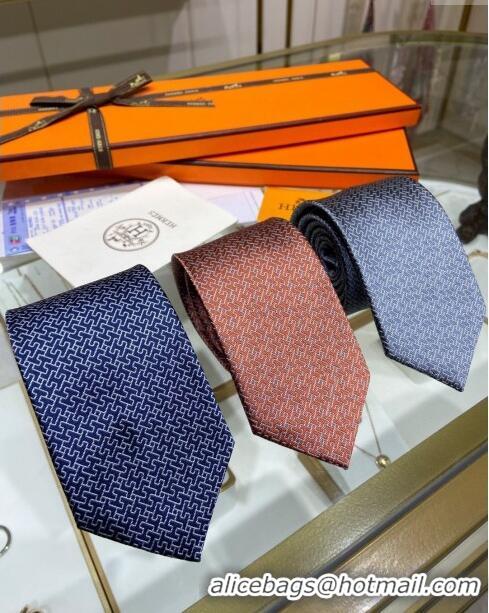 New Stylish Hermes H Silk Tie H92113 Blue 2023 