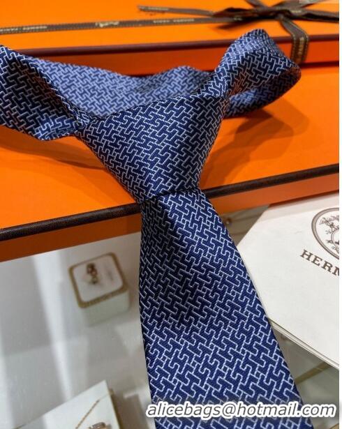 New Stylish Hermes H Silk Tie H92113 Blue 2023 