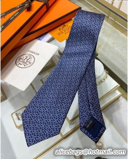 New Stylish Hermes H Silk Tie H92113 Blue 2023 