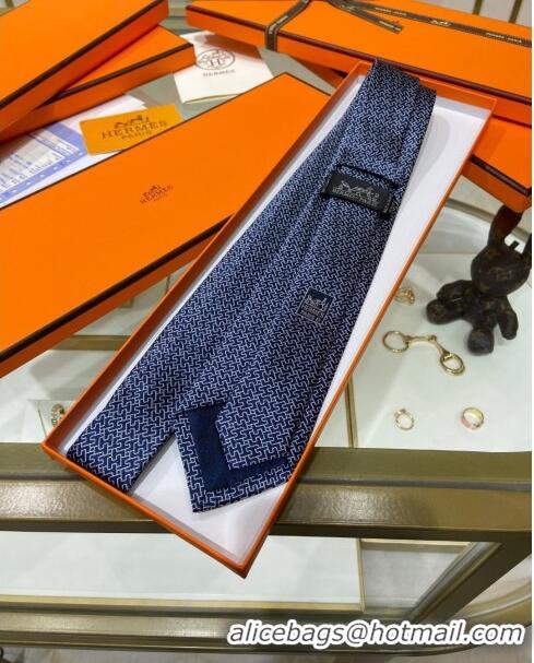 New Stylish Hermes H Silk Tie H92113 Blue 2023 