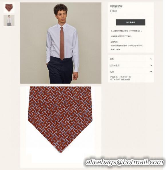 Top Quality Hermes H Silk Tie H92114 Orange 2023 