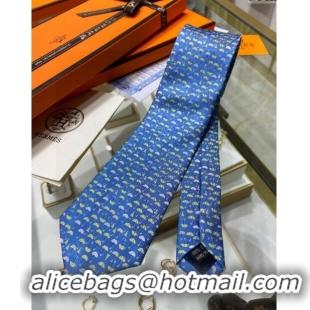 Spot Bulk Hermes Tie 7 Infini Silk Tie H92117 Blue 2023