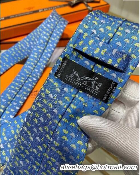 Spot Bulk Hermes Tie 7 Infini Silk Tie H92117 Blue 2023