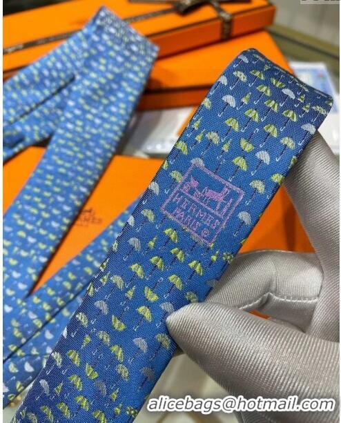 Spot Bulk Hermes Tie 7 Infini Silk Tie H92117 Blue 2023