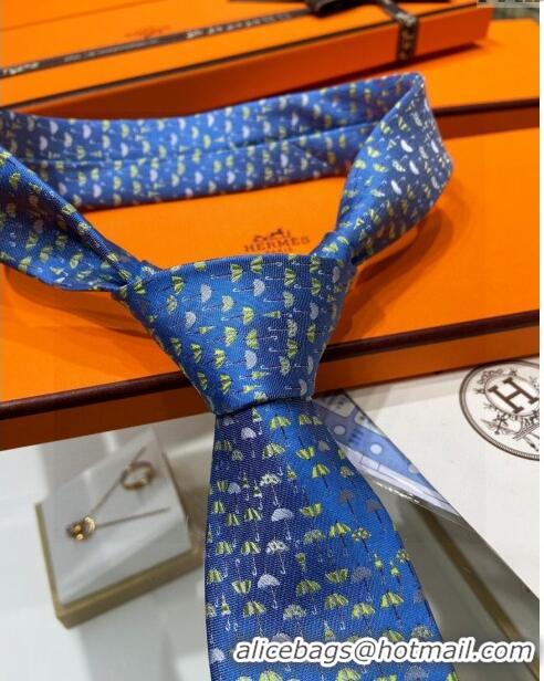 Spot Bulk Hermes Tie 7 Infini Silk Tie H92117 Blue 2023