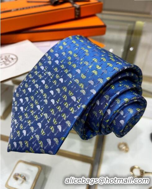 Spot Bulk Hermes Tie 7 Infini Silk Tie H92117 Blue 2023