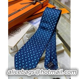 Buy Sophisticated Hermes Tie 7 Infini Silk Tie H92119 Blue 2023 