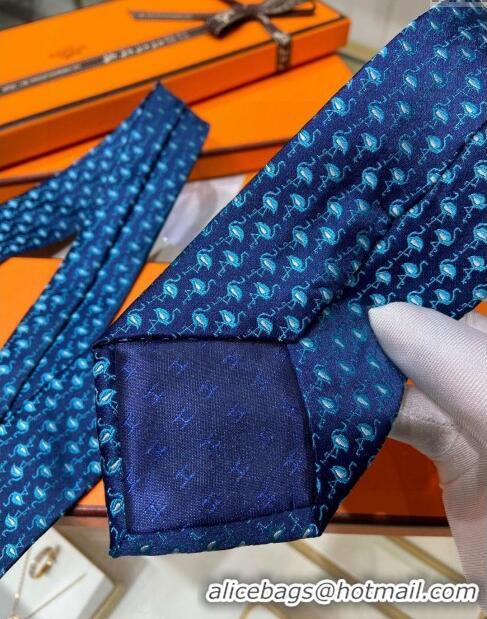 Buy Sophisticated Hermes Tie 7 Infini Silk Tie H92119 Blue 2023 