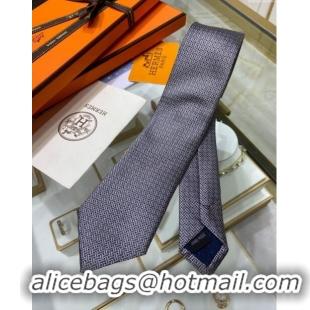 Inexpensive Hermes Tie 7 H au Maillon Silk Tie H92121 Grey 2023