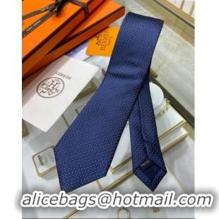 Low Cost Hermes Tie 7 H au Maillon Silk Tie H92122 Blue 2023