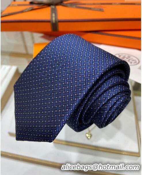 Low Cost Hermes Tie 7 H au Maillon Silk Tie H92122 Blue 2023