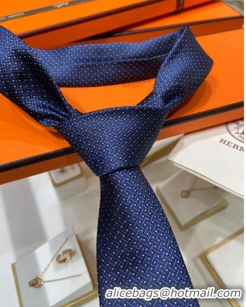 Low Cost Hermes Tie 7 H au Maillon Silk Tie H92122 Blue 2023