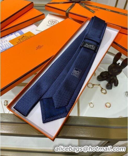 Low Cost Hermes Tie 7 H au Maillon Silk Tie H92122 Blue 2023