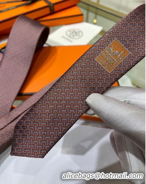 Buy Modern Hermes Tie 7 H au Maillon Silk Tie H92123 Orange 2023 