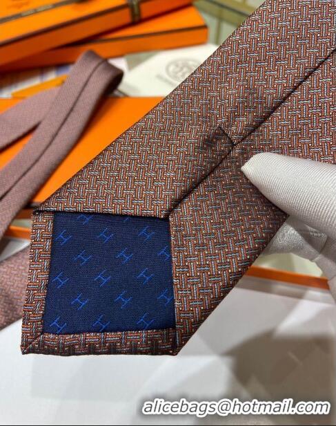 Buy Modern Hermes Tie 7 H au Maillon Silk Tie H92123 Orange 2023 