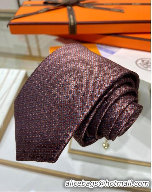 Buy Modern Hermes Tie 7 H au Maillon Silk Tie H92123 Orange 2023 