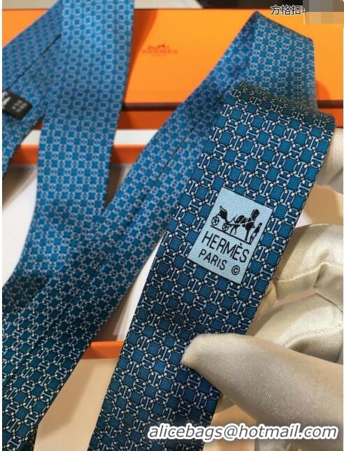 High Quality Hermes Silk Tie H92125 Blue 2023