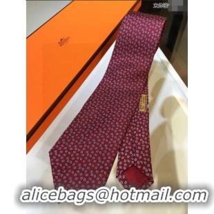 New Design Hermes Silk Tie H92126 Deep Red 2023