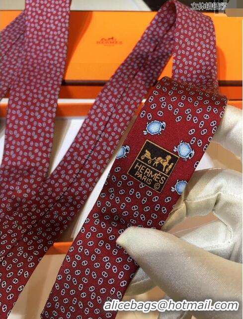 New Design Hermes Silk Tie H92126 Deep Red 2023