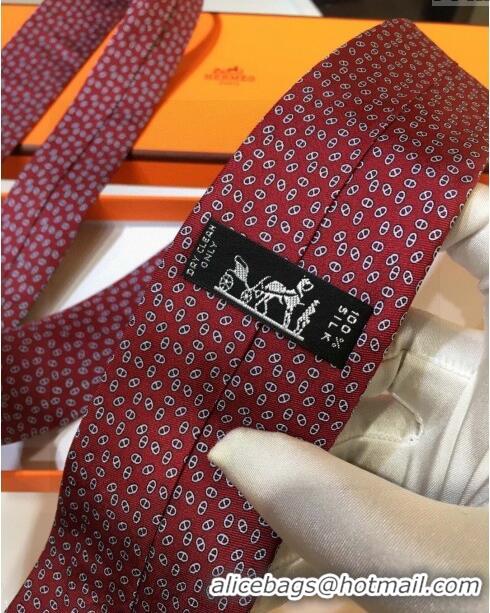 New Design Hermes Silk Tie H92126 Deep Red 2023