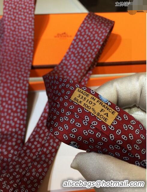 New Design Hermes Silk Tie H92126 Deep Red 2023