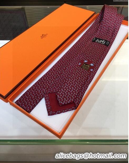 New Design Hermes Silk Tie H92126 Deep Red 2023