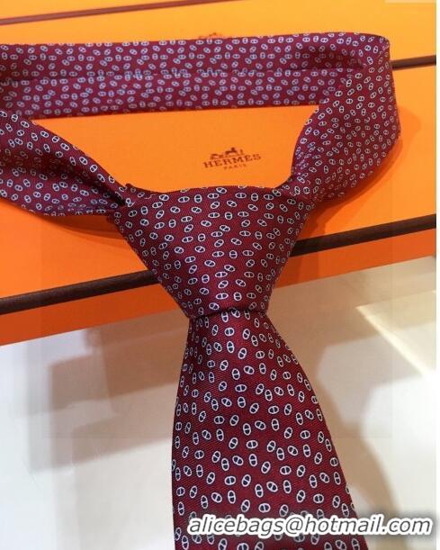 New Design Hermes Silk Tie H92126 Deep Red 2023