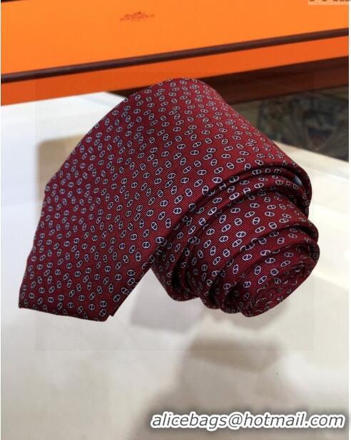 New Design Hermes Silk Tie H92126 Deep Red 2023