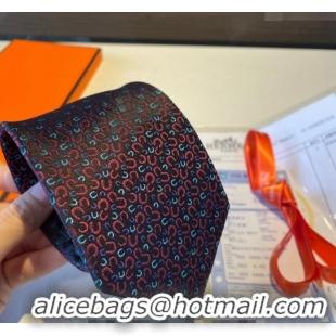 Best Quality Hermes Silk Tie in Horseshoe Embroidery 1122 Red 2023