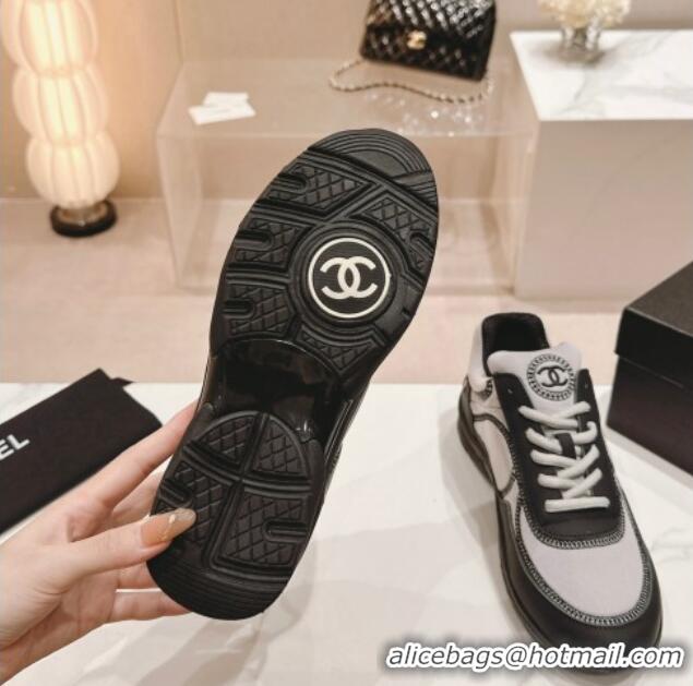 Pretty Style Chanel Calfskin & Mesh Sneakers with Stitching Grey 701052