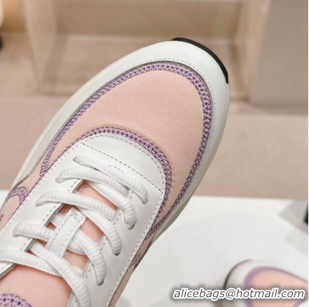 Lower Price Chanel Calfskin & Mesh Sneakers with Stitching Light Pink 701054