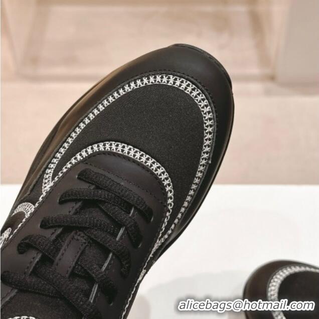 Luxurious Chanel Calfskin & Mesh Sneakers with Stitching Black 701056