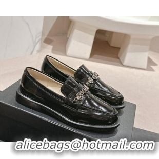 Purchase Chanel Calfskin Loafers with Charm Black 701058