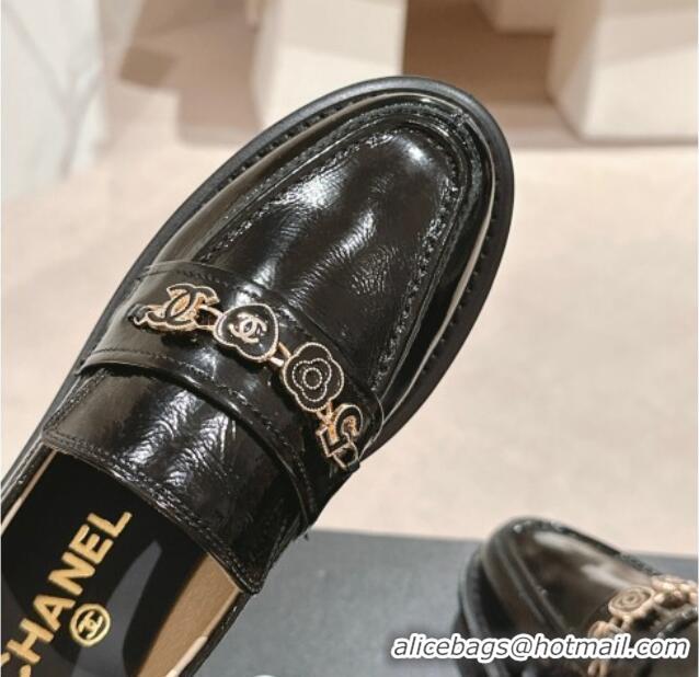 Purchase Chanel Calfskin Loafers with Charm Black 701058