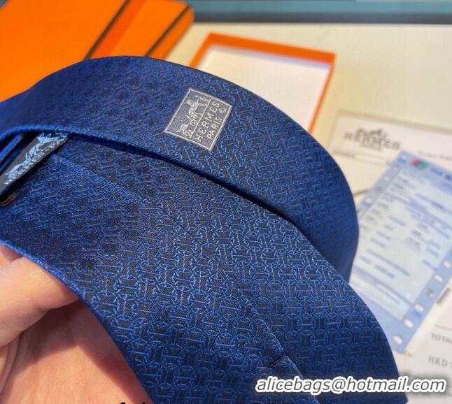 New Release Creation Hermes Silk Tie 030401 Dark Blue 2024