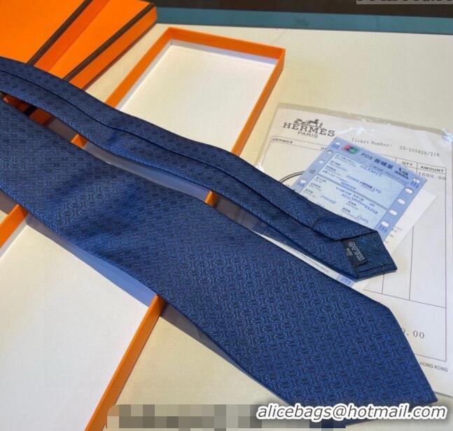 New Release Creation Hermes Silk Tie 030401 Dark Blue 2024