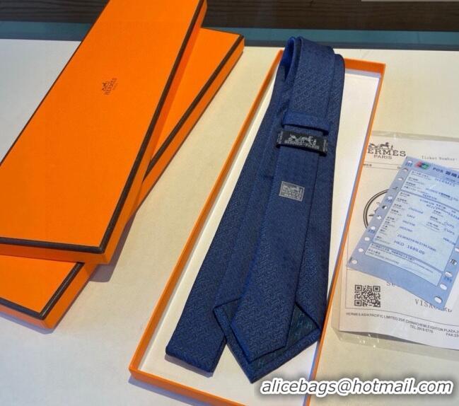 New Release Creation Hermes Silk Tie 030401 Dark Blue 2024