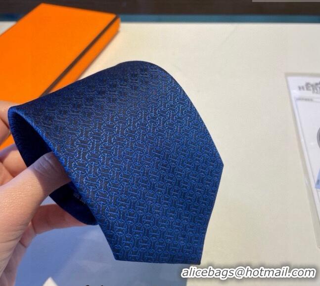 New Release Creation Hermes Silk Tie 030401 Dark Blue 2024