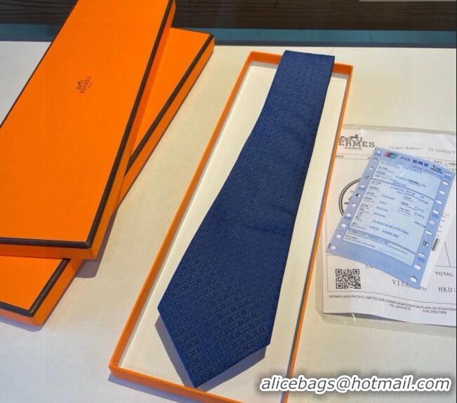 New Release Creation Hermes Silk Tie 030401 Dark Blue 2024